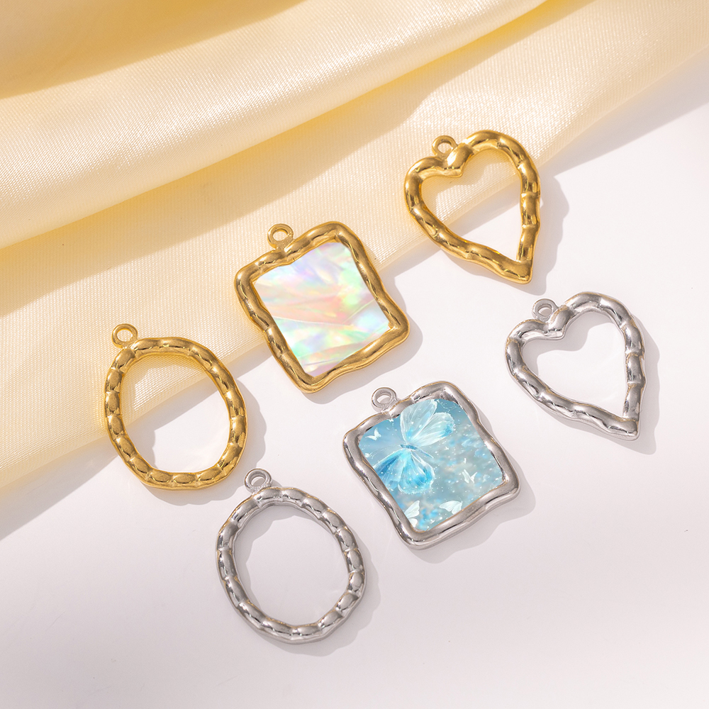 Resin Art Heart - 5pcs Stainless Steel Heart Round Open