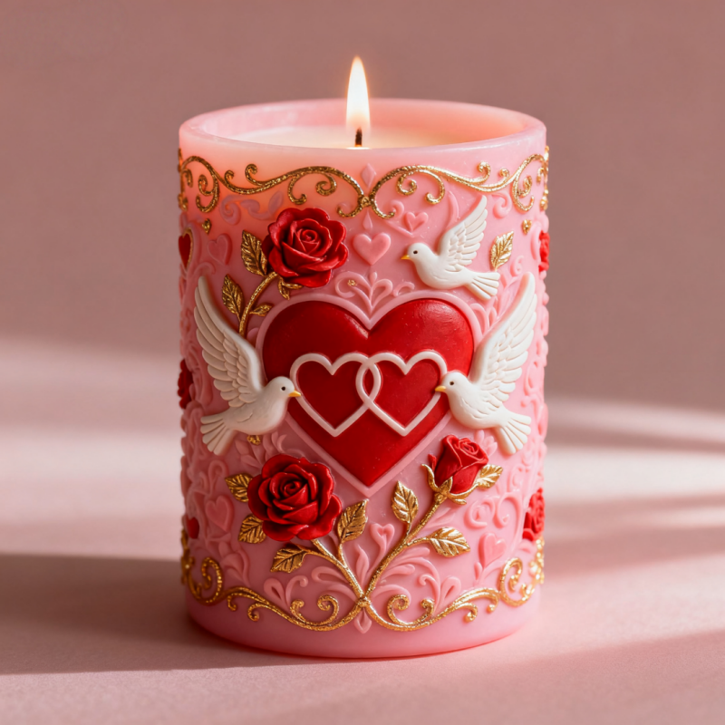Resin Art Of Rose - Double Heart Connected White Dove Embossed