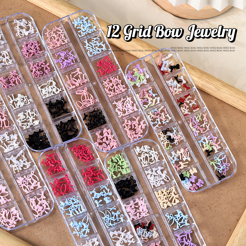 Resin Art Supplies - 12 Grid Multiple Colors Bowknots Nail