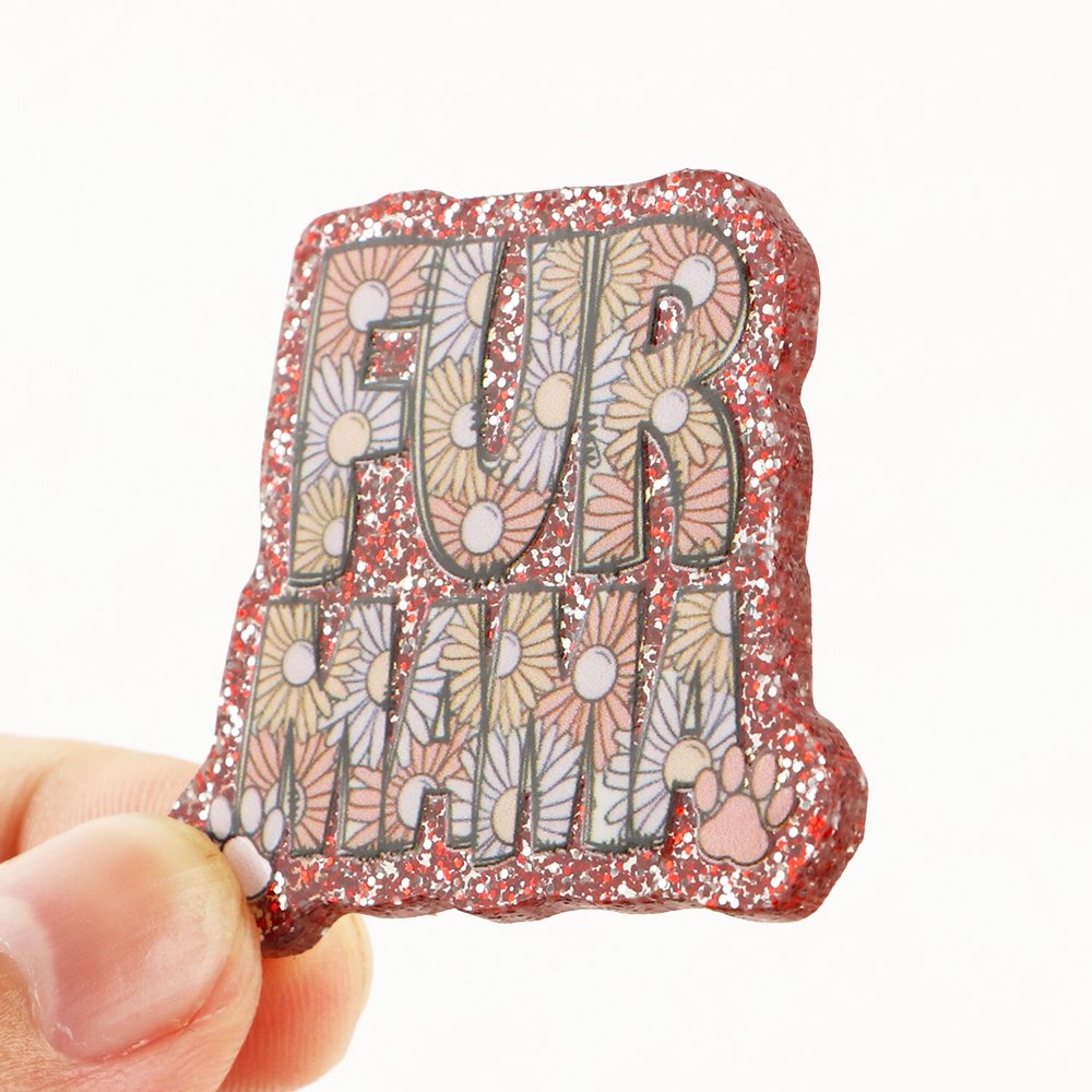 Glitter Powder Resin - 5PCS Text Acrylic Resin Planars MOM