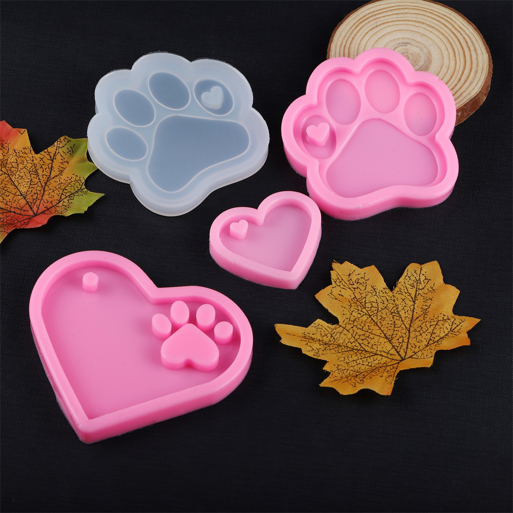 Resin Art Heart - Cat Bear Paw Dog Bone Tag