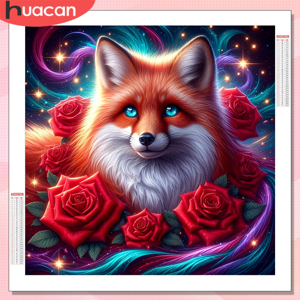 Resin Art Of Rose - HUACAN Diamond Painting Fox Animal Handmade