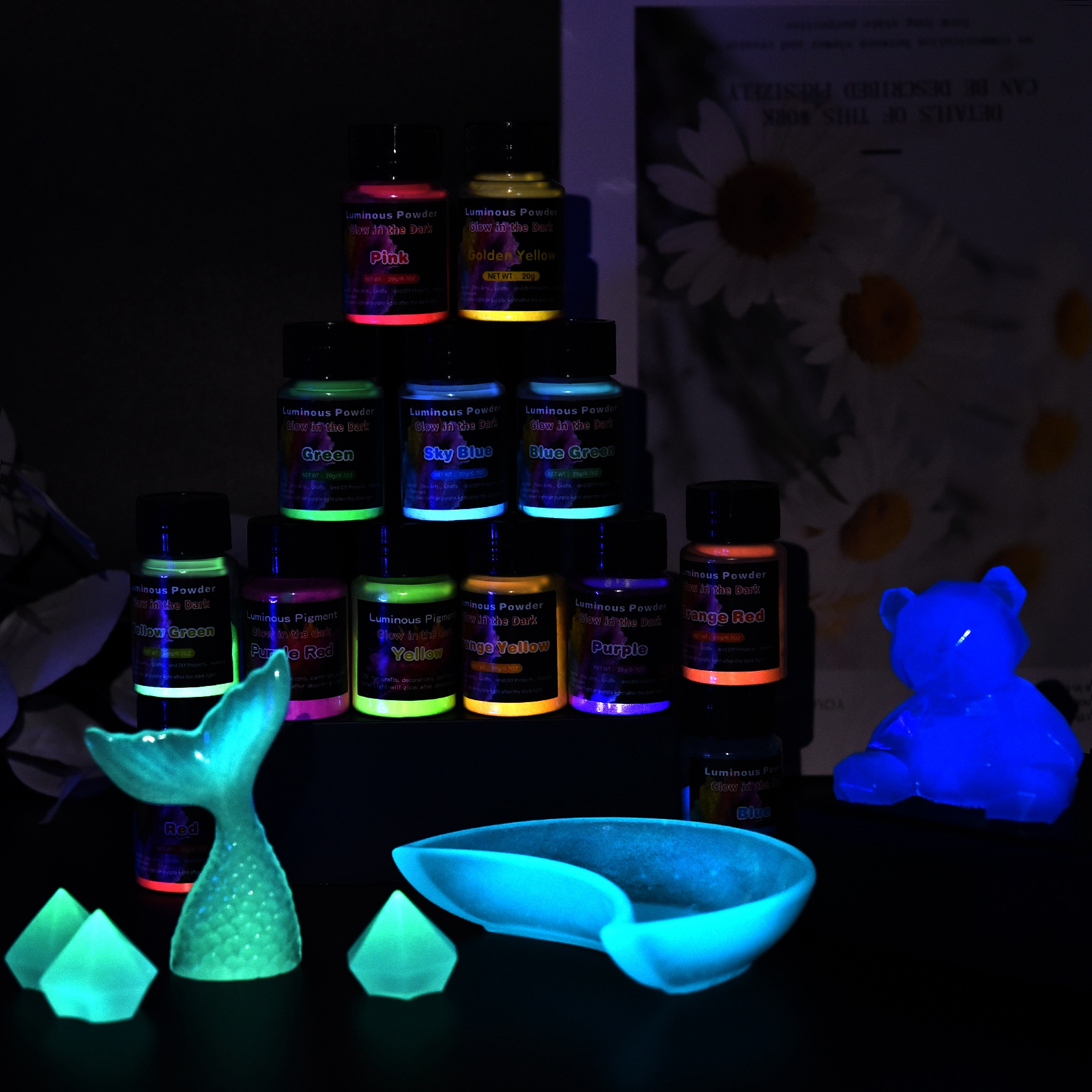 Glitter Powder Resin - 20g Luminous Glitter Powder Phosphor Pigment