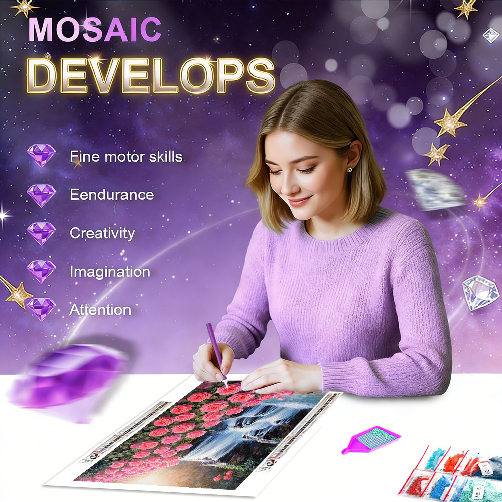 HUACAN Diamond Mosaic Kits Ros - Resin Art Of Rose ulasan dan harga