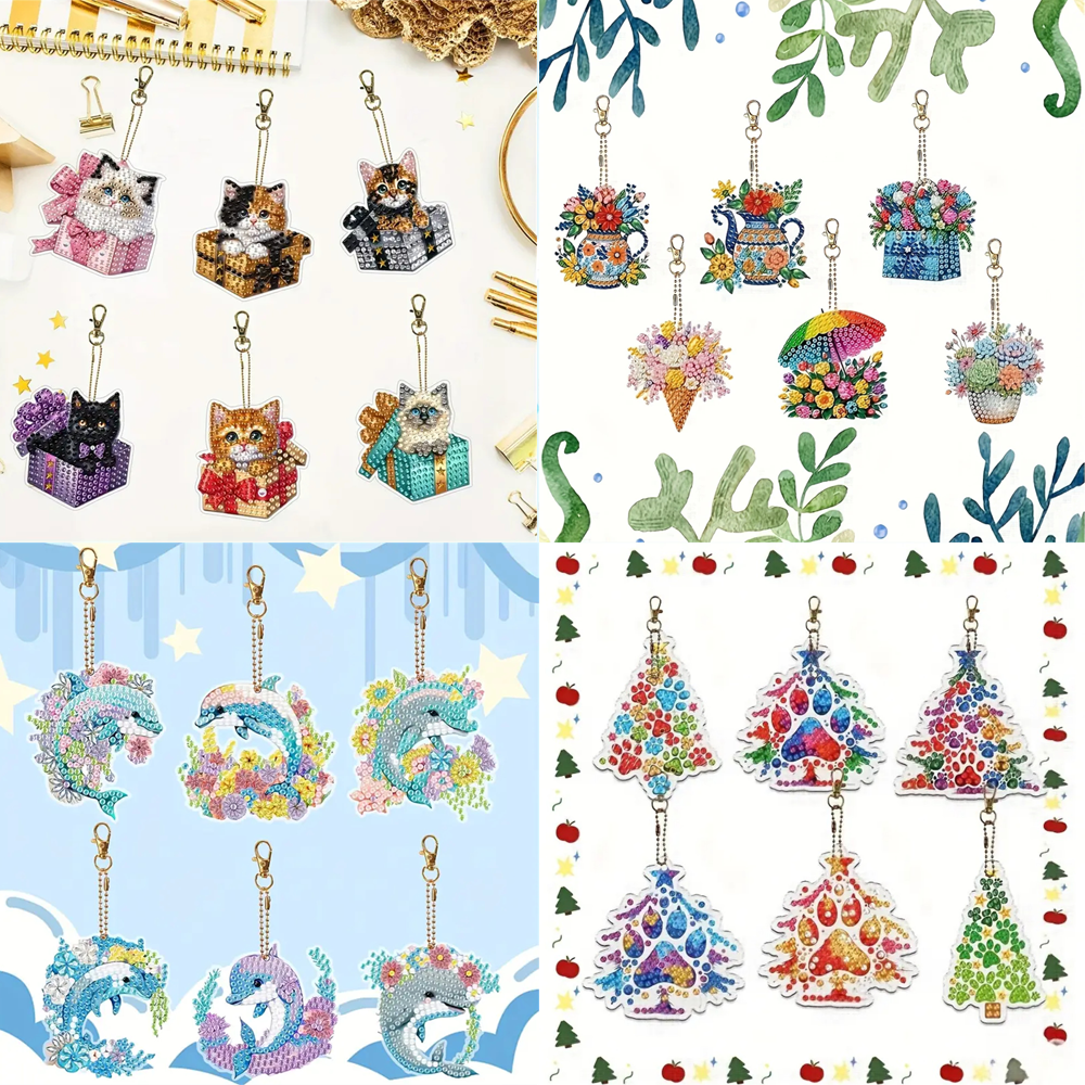 6-piece DIY Diamond Keychain - - Resin Art Supplies ulasan dan harga