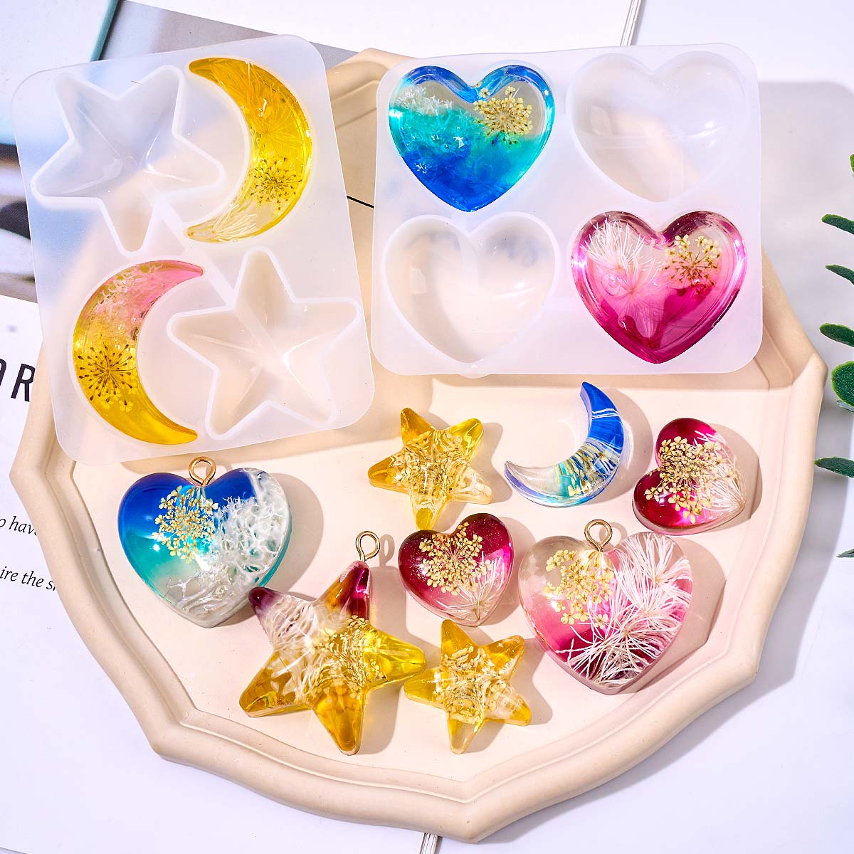 Heart Star Moon Pendant Silico - Resin Art Heart ulasan dan harga