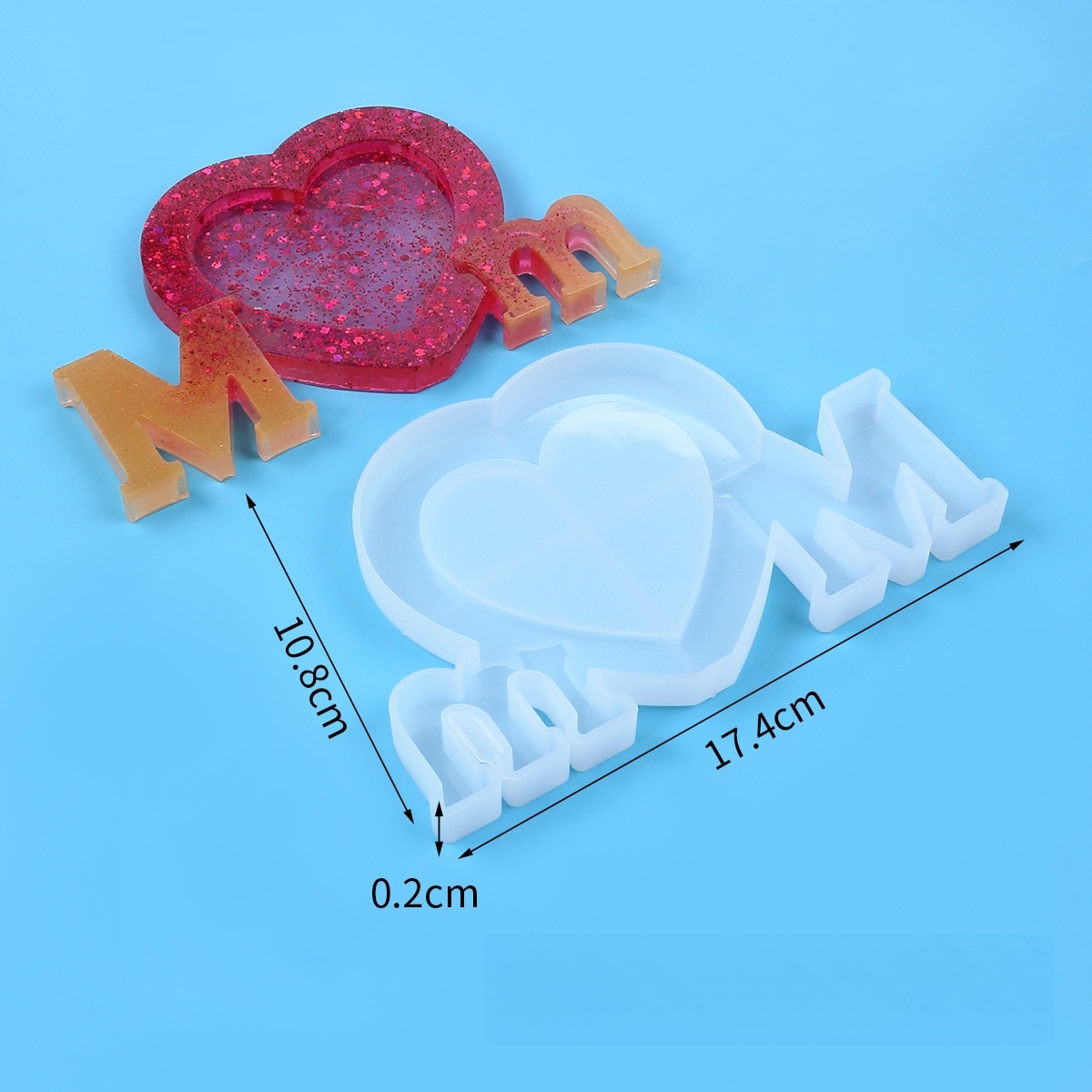 Letter Mm Epoxy Resin Silicone - Resin Art Heart ulasan dan harga