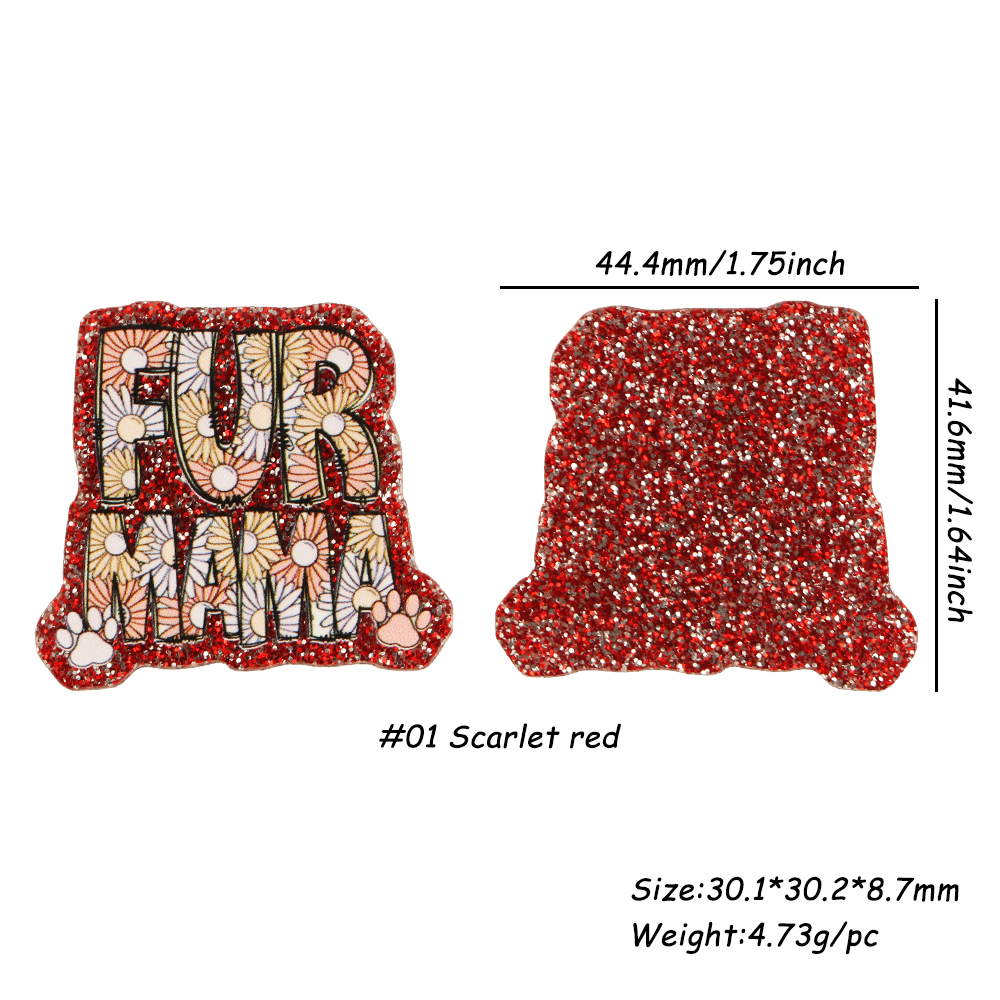 5PCS Text Acrylic Resin Planar - Glitter Powder Resin ulasan dan harga