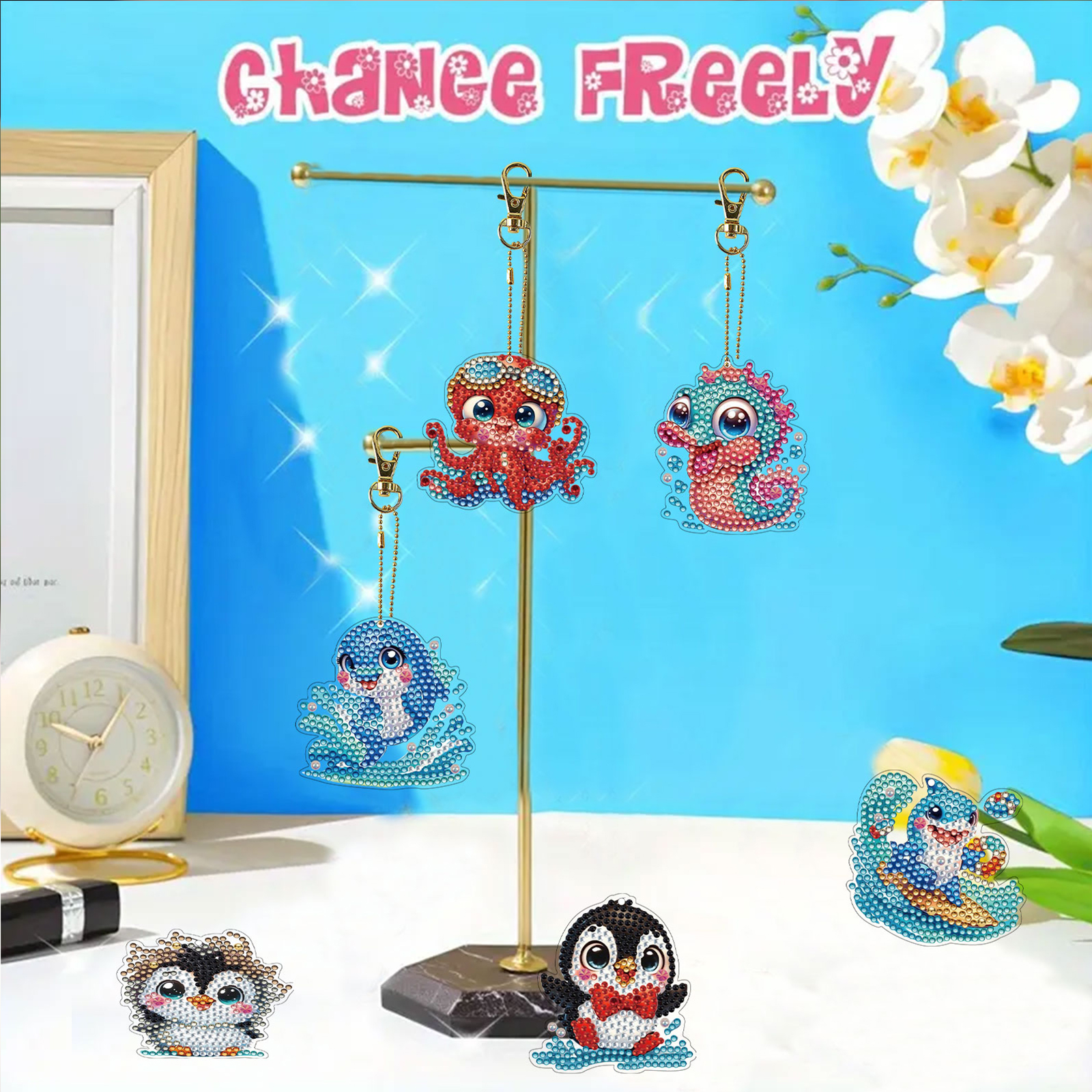15Pcs DiY Diamond Art Keychain - Resin Art For Beginner ulasan dan harga