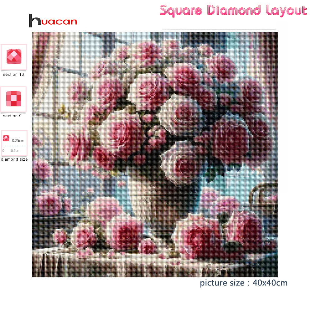 1PC frameless  5D Diy Diamond  - Resin Art Of Rose ulasan dan harga