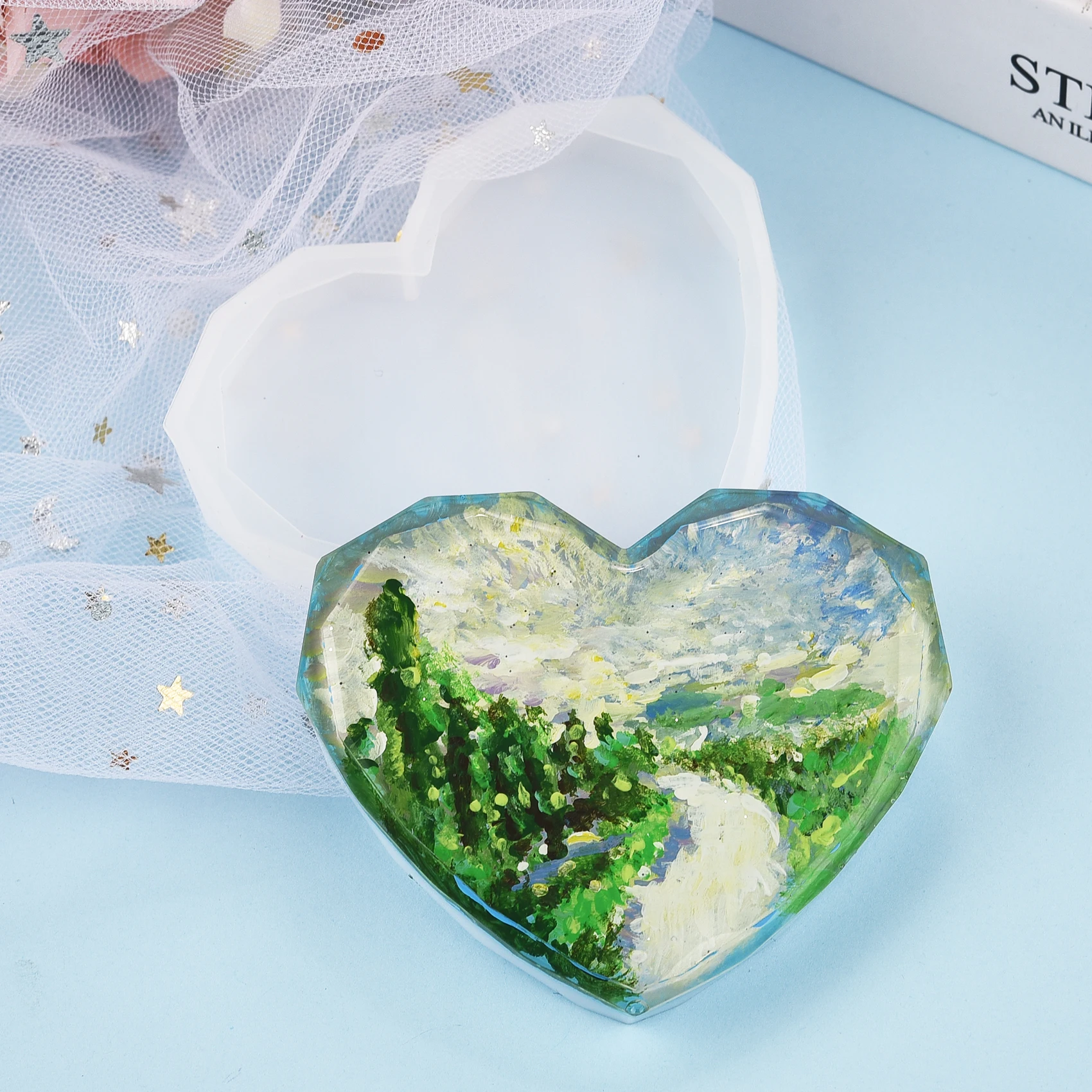 Resin Coaster Silicone Mold Ca - Resin Art Heart ulasan dan harga