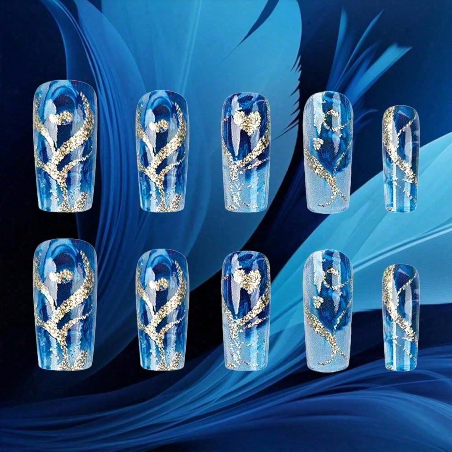 Gold Curve Sea Wave Press On N - Resin Art Heart ulasan dan harga