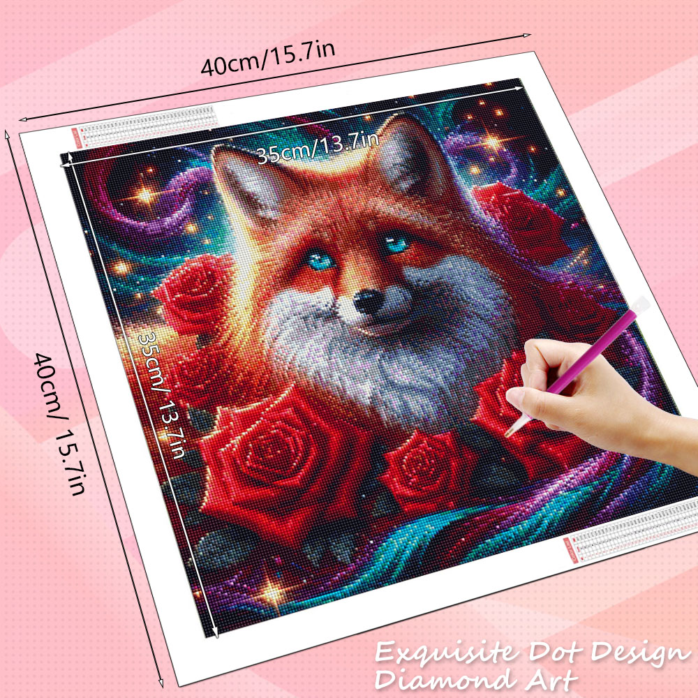 HUACAN Diamond Painting Fox An - Resin Art Of Rose ulasan dan harga