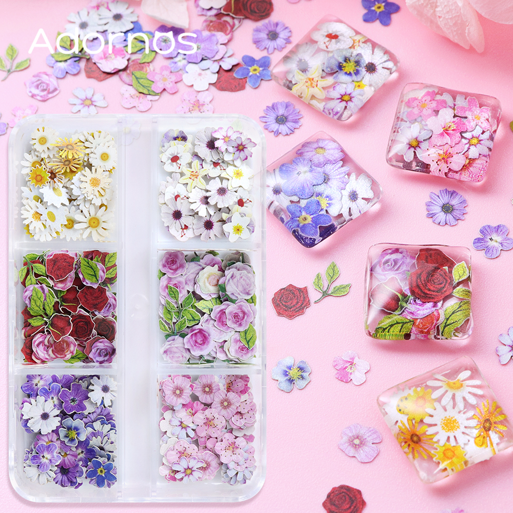 6 Grids Flowers Wood Pulp Chip - Resin Art Of Rose ulasan dan harga