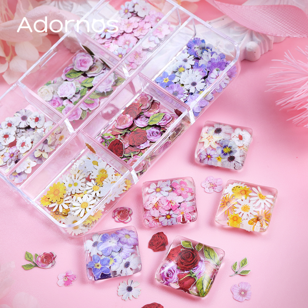 6 Grids Flowers Wood Pulp Chip - Resin Art Of Rose ulasan dan harga