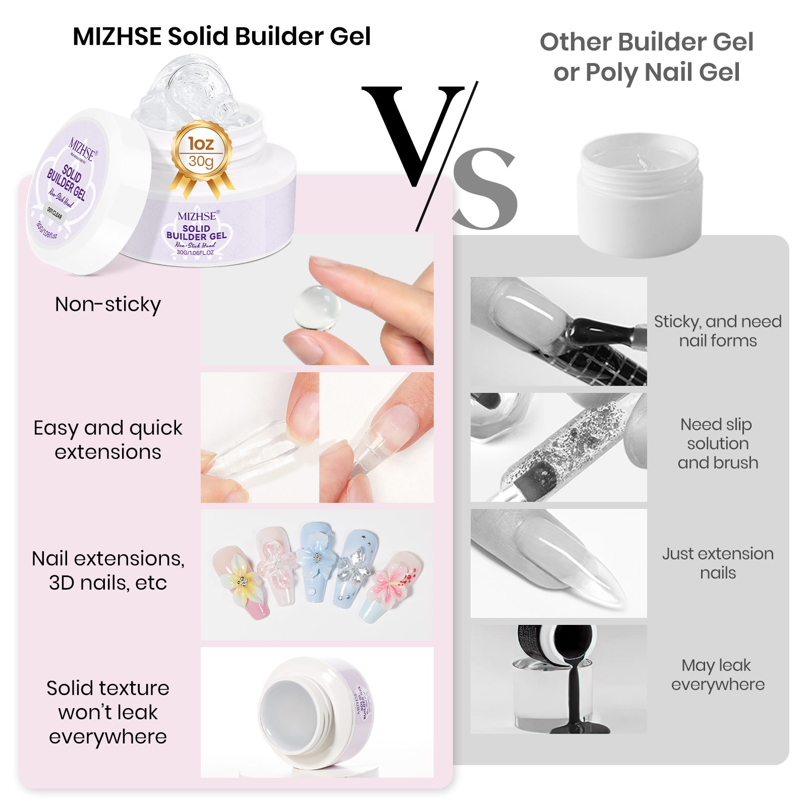 MIZHSE Builder Nail Gel White  - Resin Art For Beginner ulasan dan harga