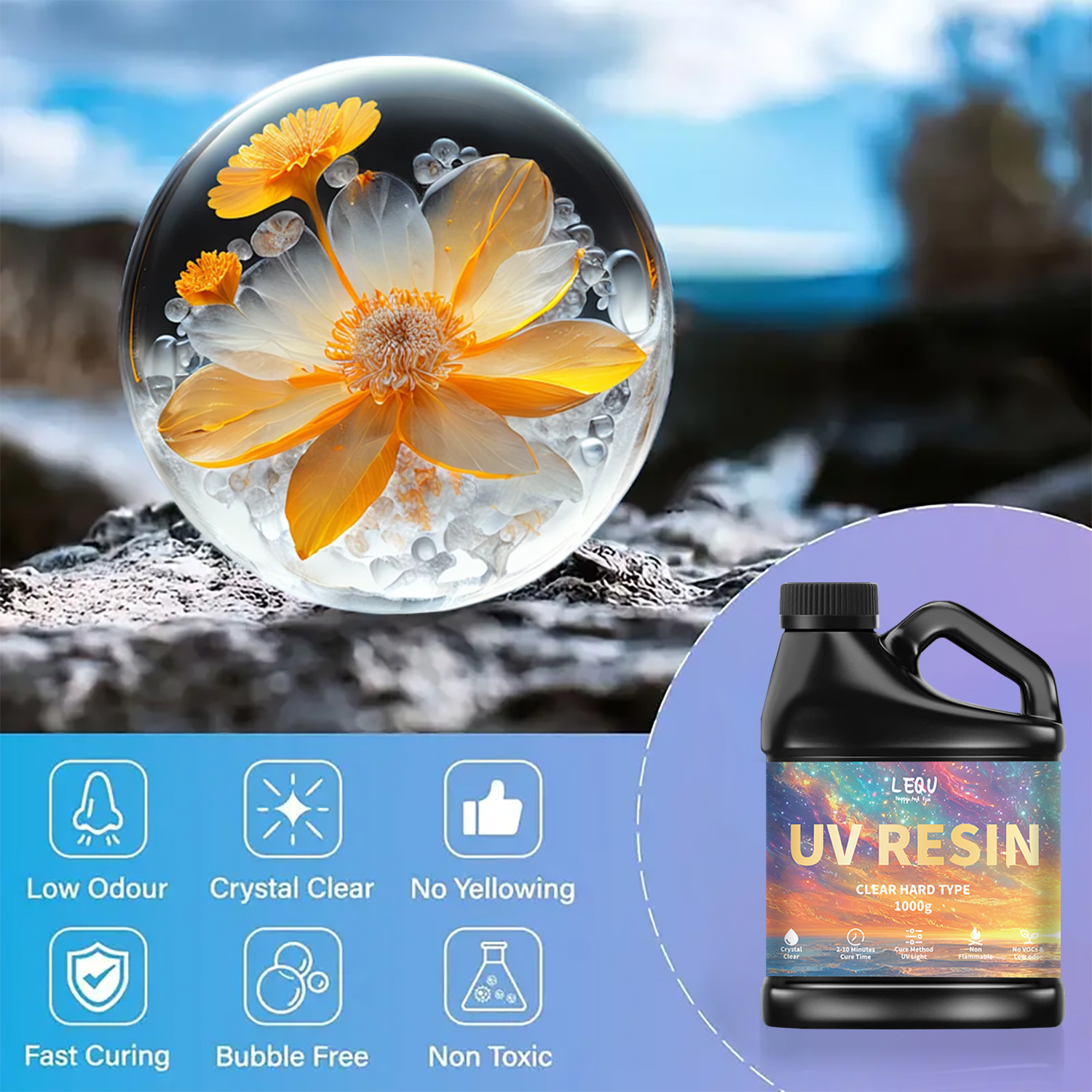 100/200/500/1000g UV Epoxy Res - Resin Art Glue ulasan dan harga